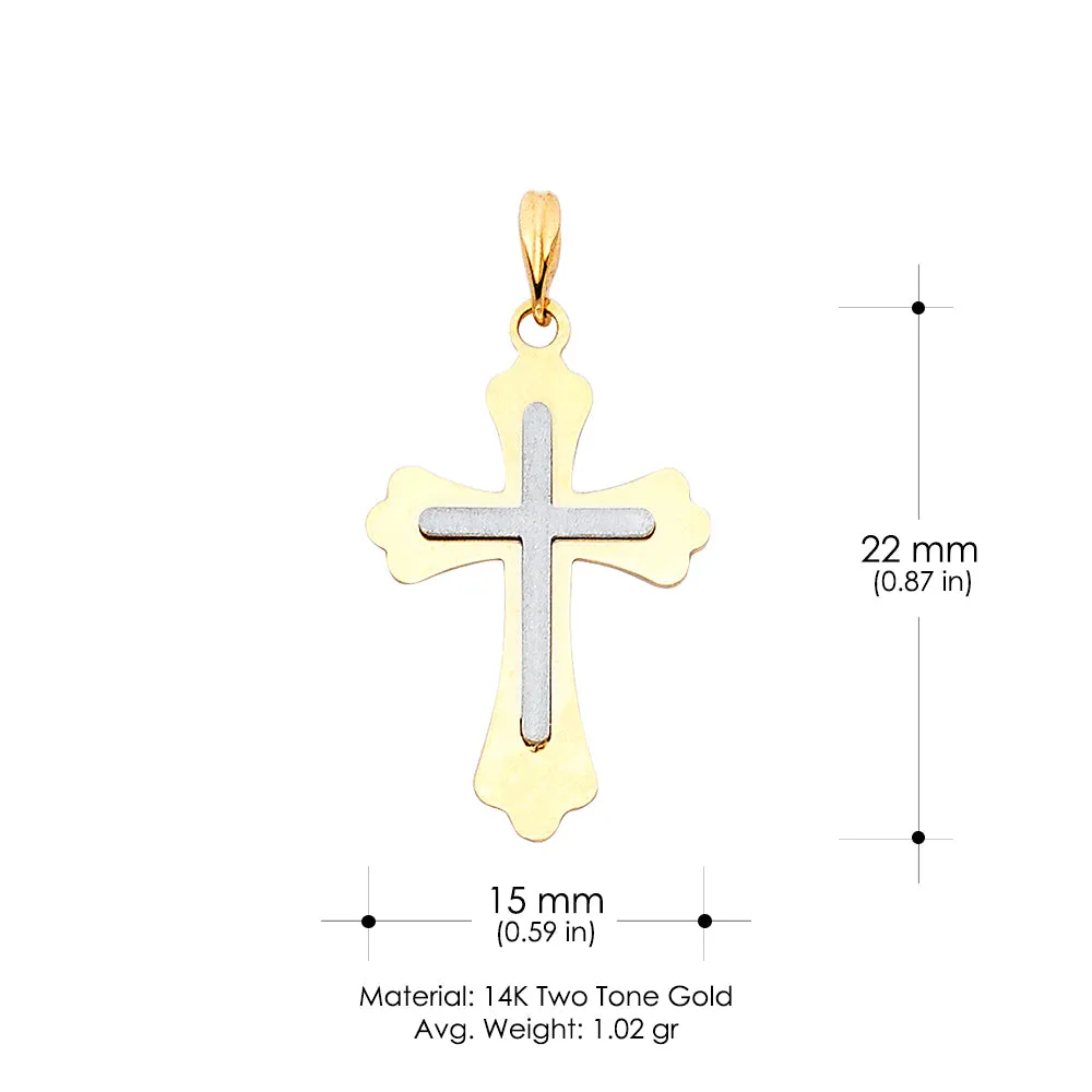 14K Gold Cross Charm Pendant with 1.2mm Singapore Chain Necklace