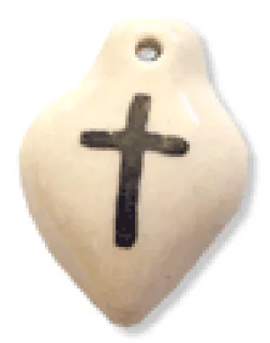 1.5in Ceramic Pendants with Black Cross pk/4