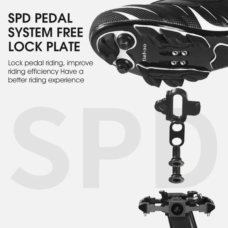 2 In 1 Bicycle Pedals SPD Self-Locking Pedal DU Bearing MTB Road Bike Anti-slip Flat Pedals Cycling Part Accessories