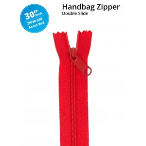 30" wide Handbag Zipper - Atom Red