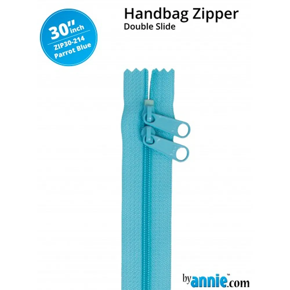 30" wide Handbag Zipper - Parrot Blue