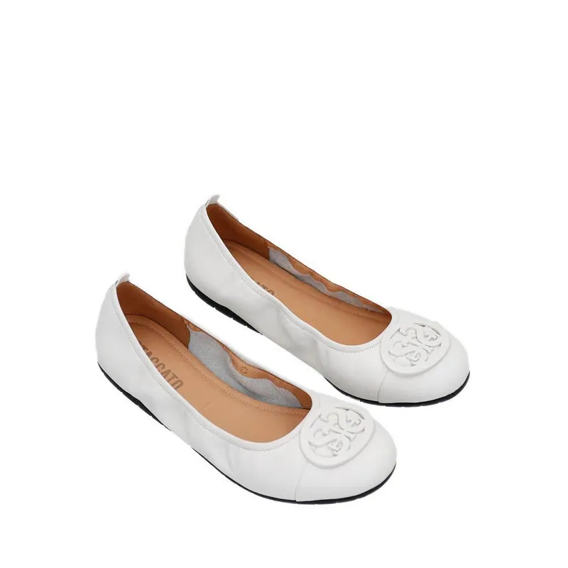 9CP47-WHT Women's Ballerina Flats - White