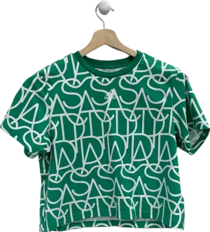 Adidas Green Patterned T-Shirt UK S