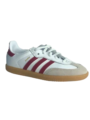 Adidas White/Red Samba OG EL I Trainers UK 9.5 Kids