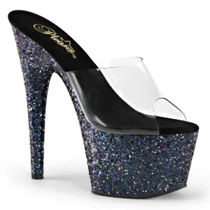 ADORE-701LG  Black Holographic Platform 7 Inch Stripper Heels