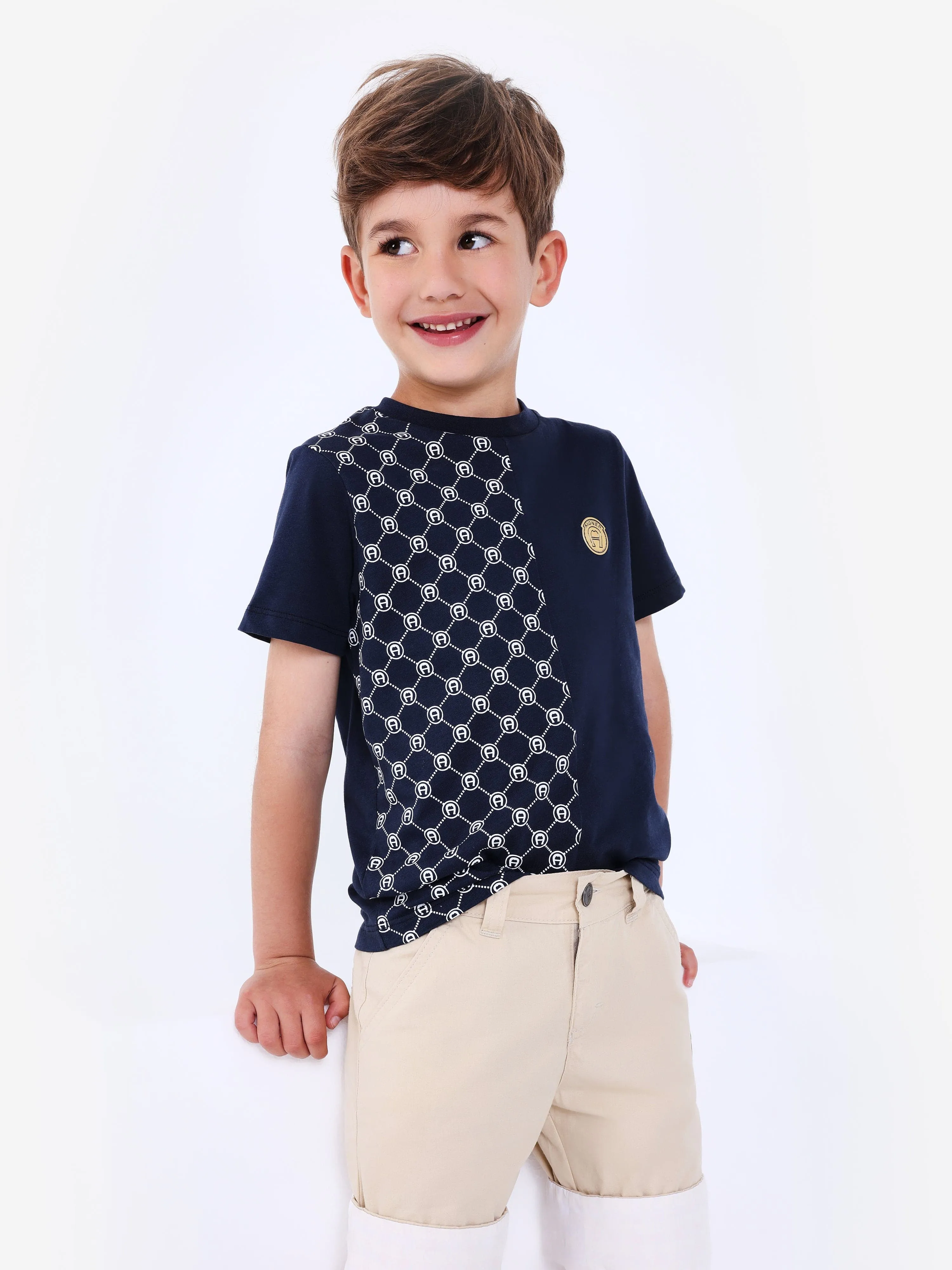 Aigner Boys Spotted T-Shirt in Navy