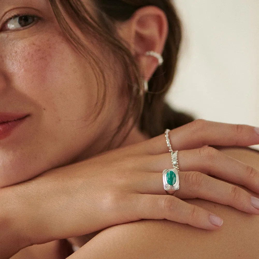 Amazonite Bold Ring Sterling Silver