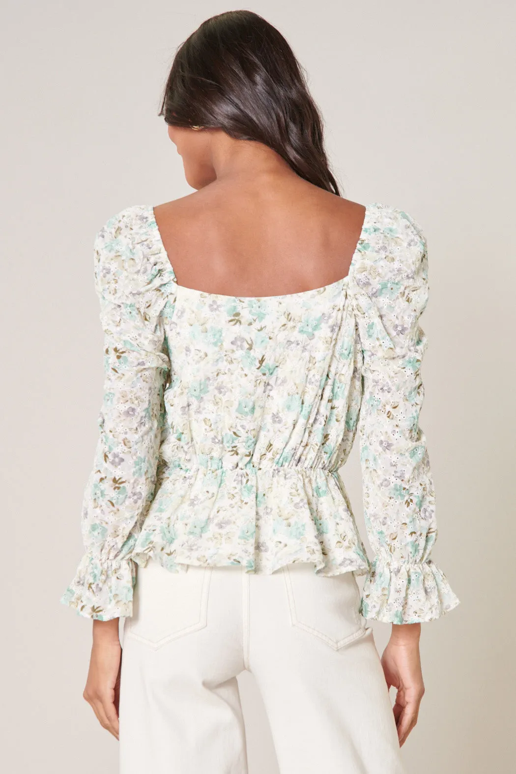 Angelique Floral Eyelet Peplum Top