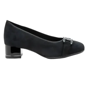 Ara Women's Gallant Block Heel Chain Black Kid Suede