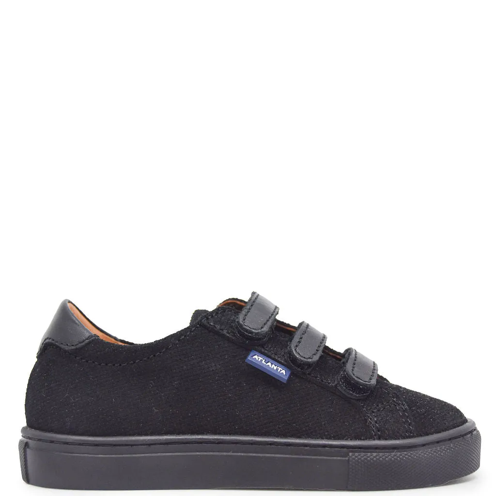 Atlanta Mocassin Black Twill Velcro Sneaker