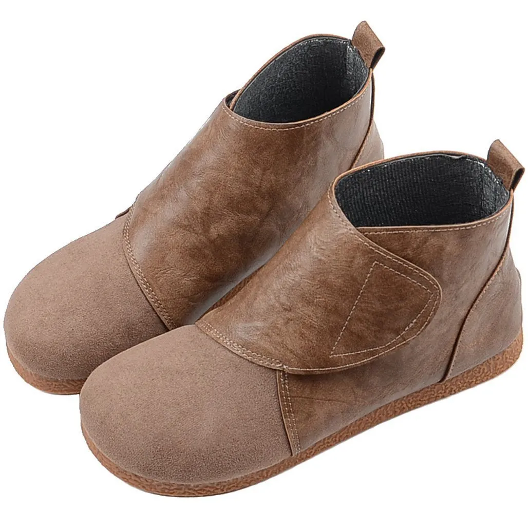 Babakud Women Autumn Retro Round Toe Casual Boots