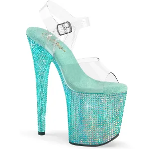 BEJEWELED-808RRS Aqua Green Resin Rhinestone Pleaser Shoes