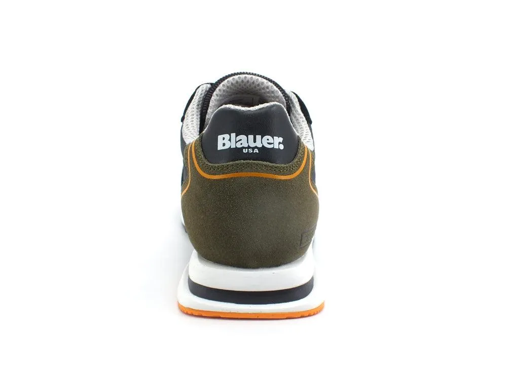 BLAUER Quartz 01 Sneaker Suede Nylon Black Green S2QUARTZ01