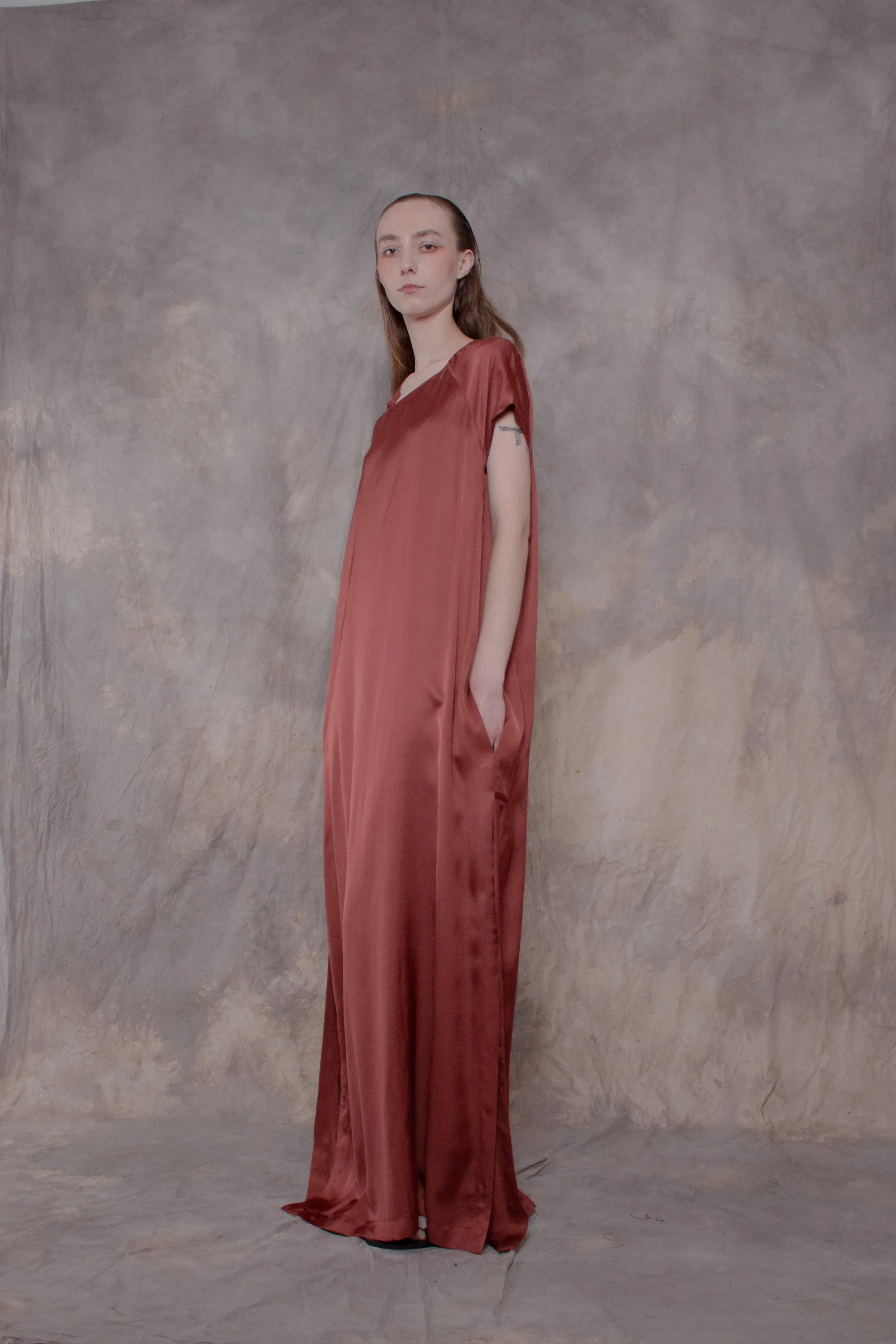 Burnt Sienna Sateen Dress