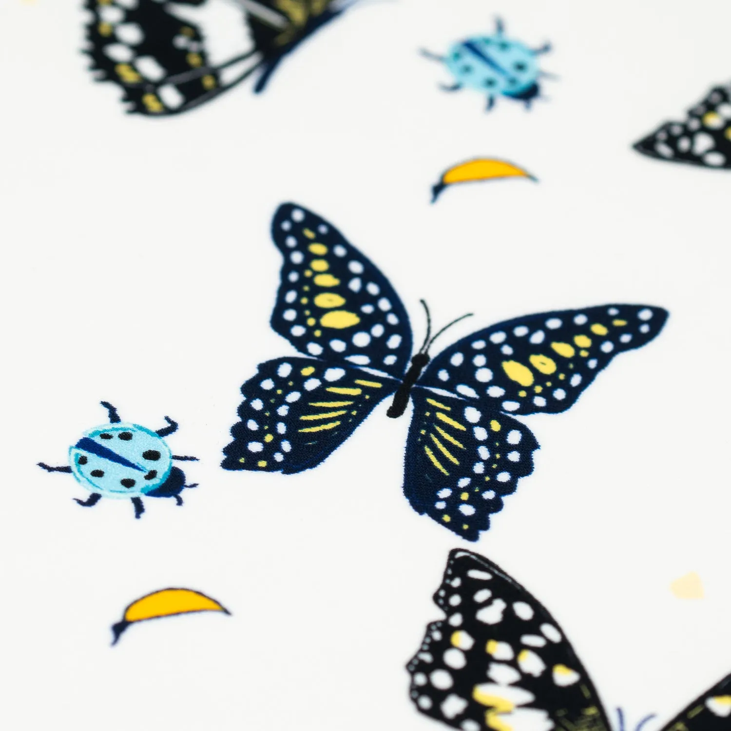 Butterflies and Ladybugs Printed Spandex Fabric | Blue Moon Fabrics