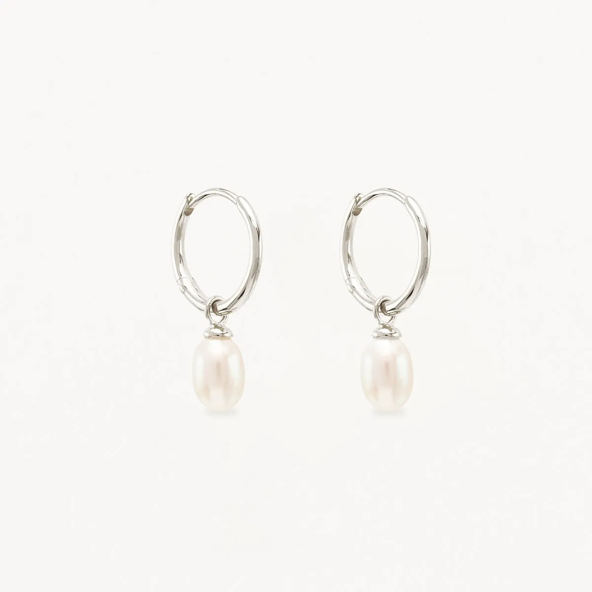 By Charlotte Live in Peace Pearl Hoop Earrings, Silver