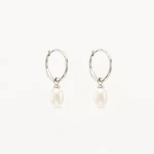 By Charlotte Live in Peace Pearl Hoop Earrings, Silver