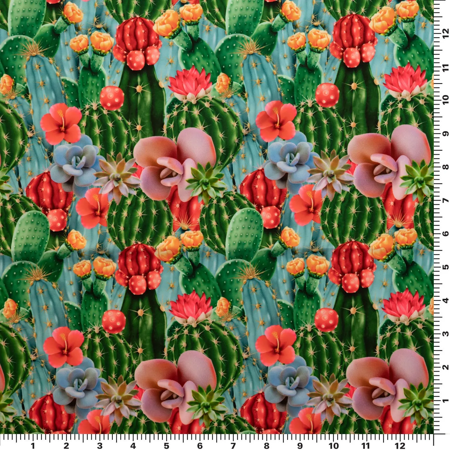 Cactus Field Printed Spandex Fabric | Blue Moon Fabrics