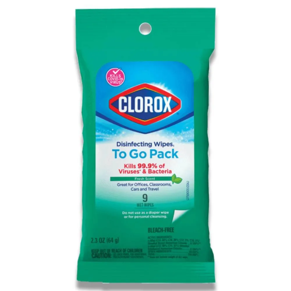 Clorox - Disinfecting Wipes, Fresh Scent - 9 Ct - 24 Pack - Travel Size -