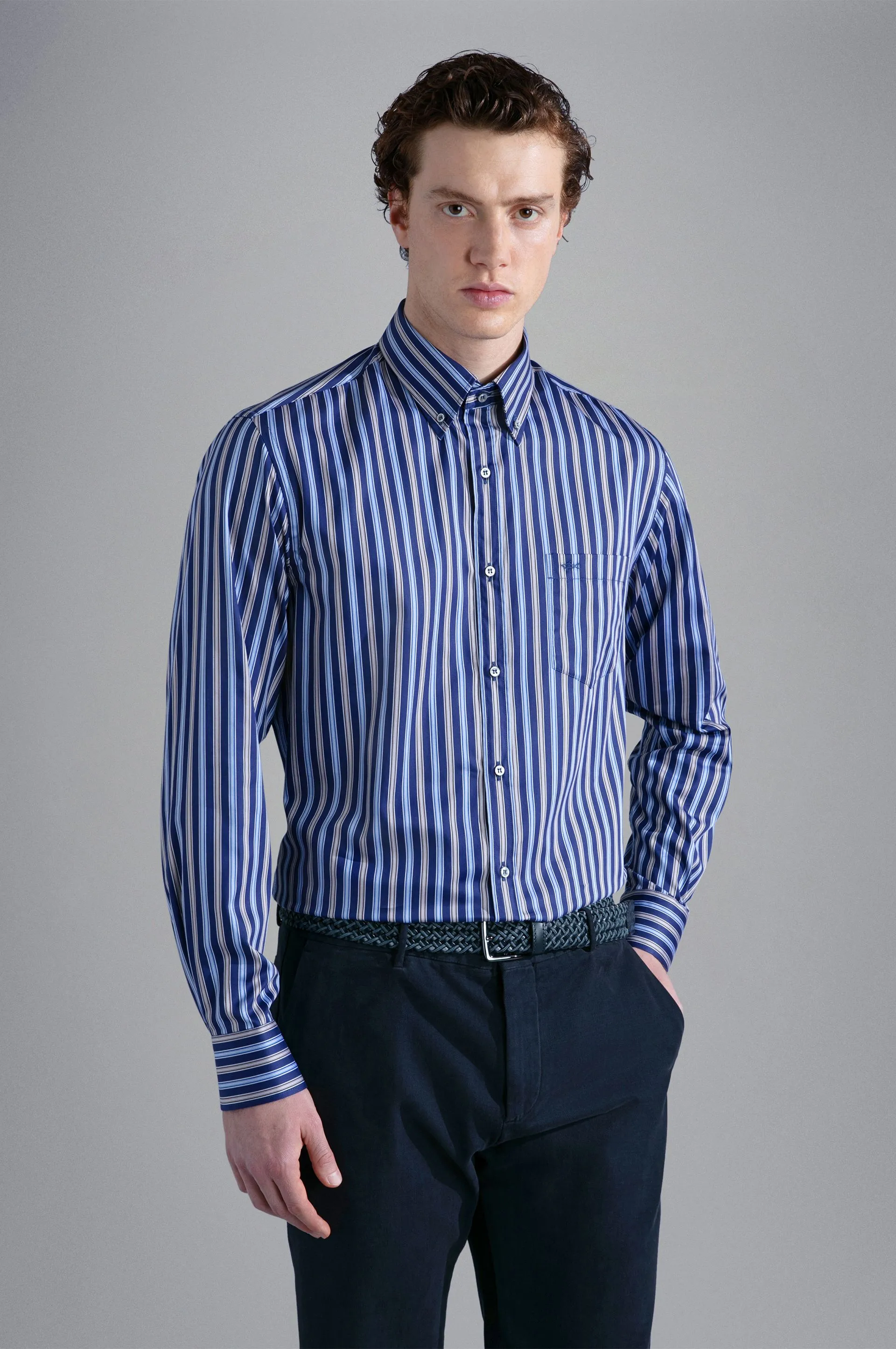 Cotton Satin Blue Shirt 13313054