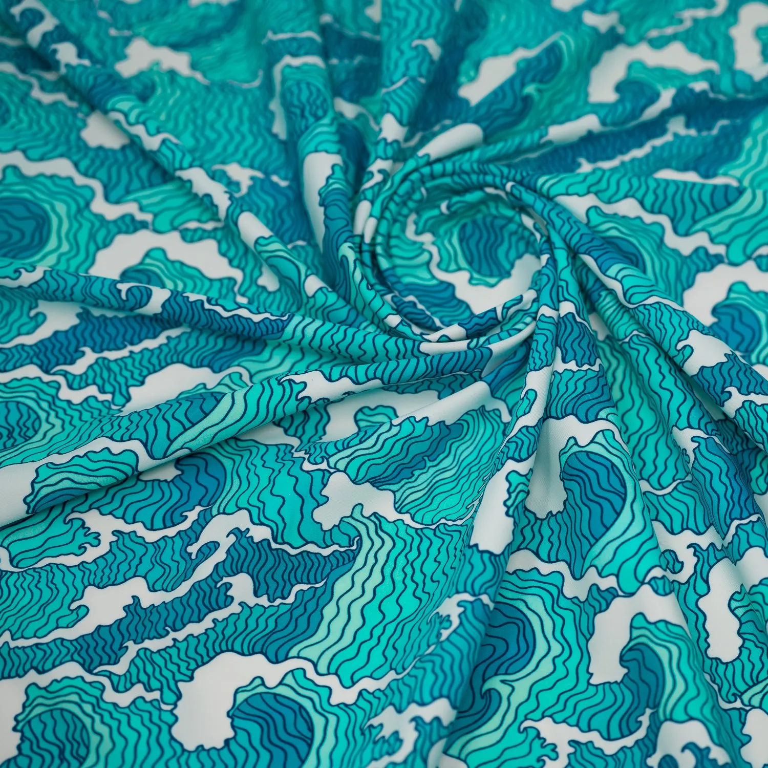 Crazy Waves Printed Spandex Fabric | Blue Moon Fabrics