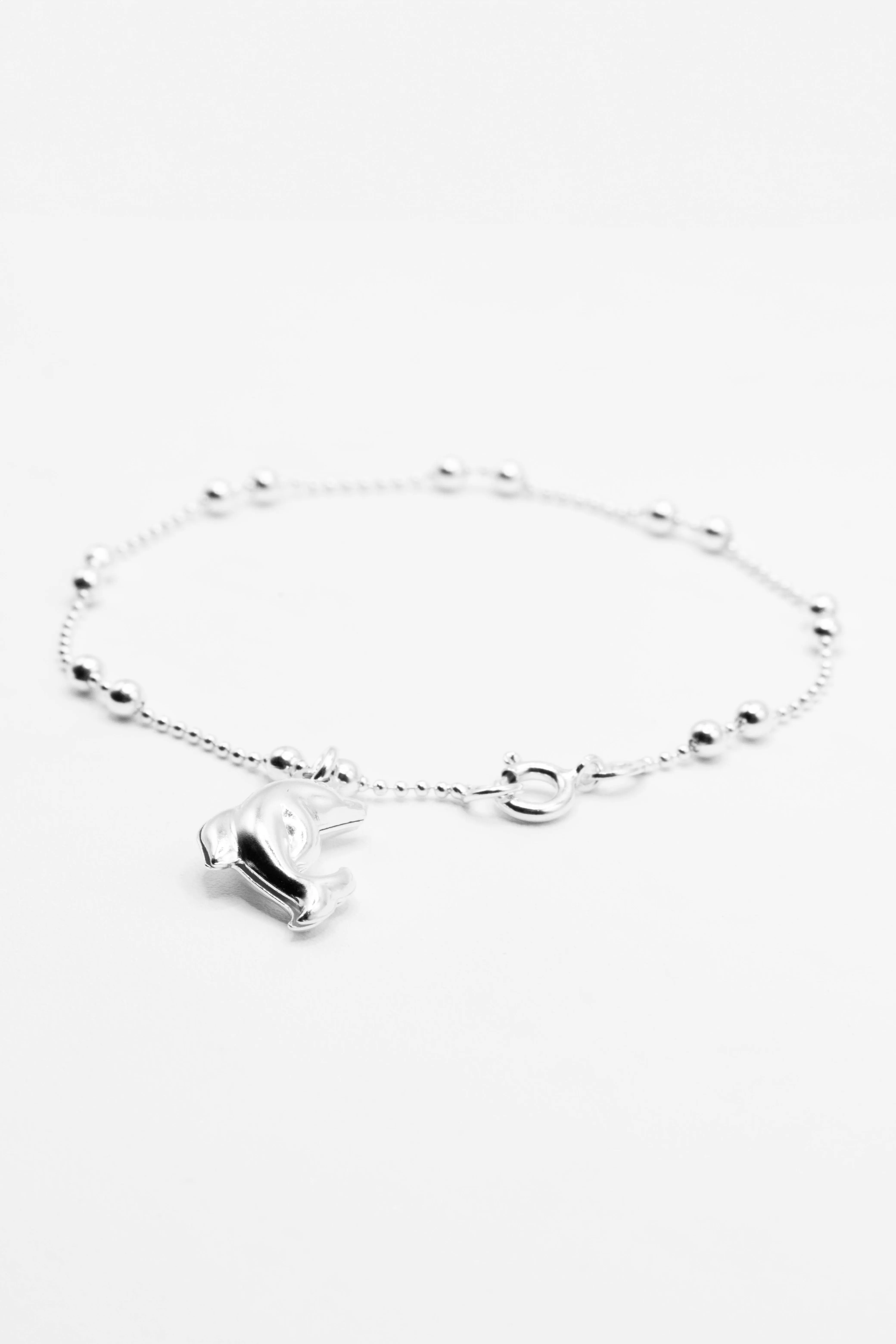 Dangling Dolphin 925 Sterling Silver Charm Bracelet