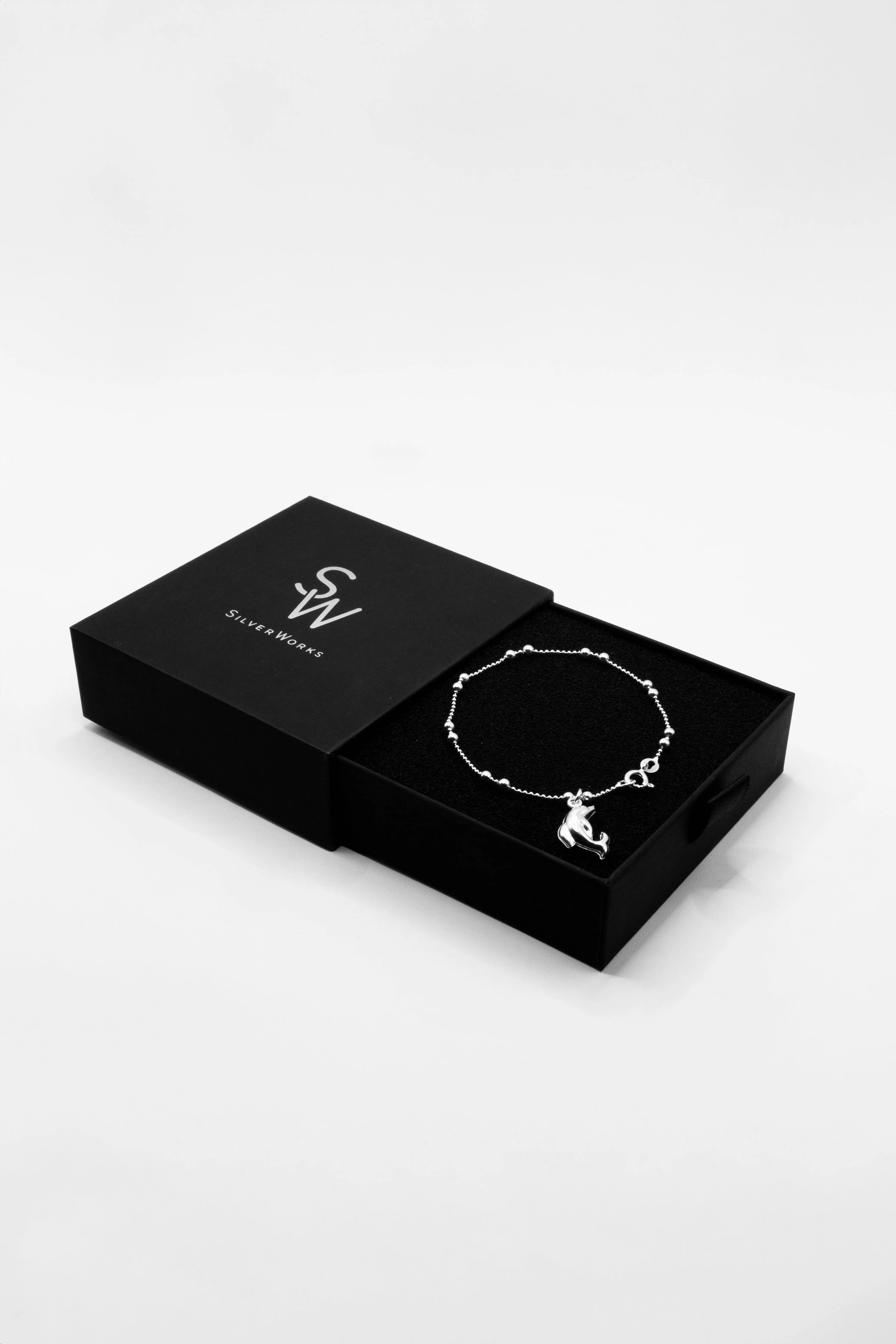 Dangling Dolphin 925 Sterling Silver Charm Bracelet