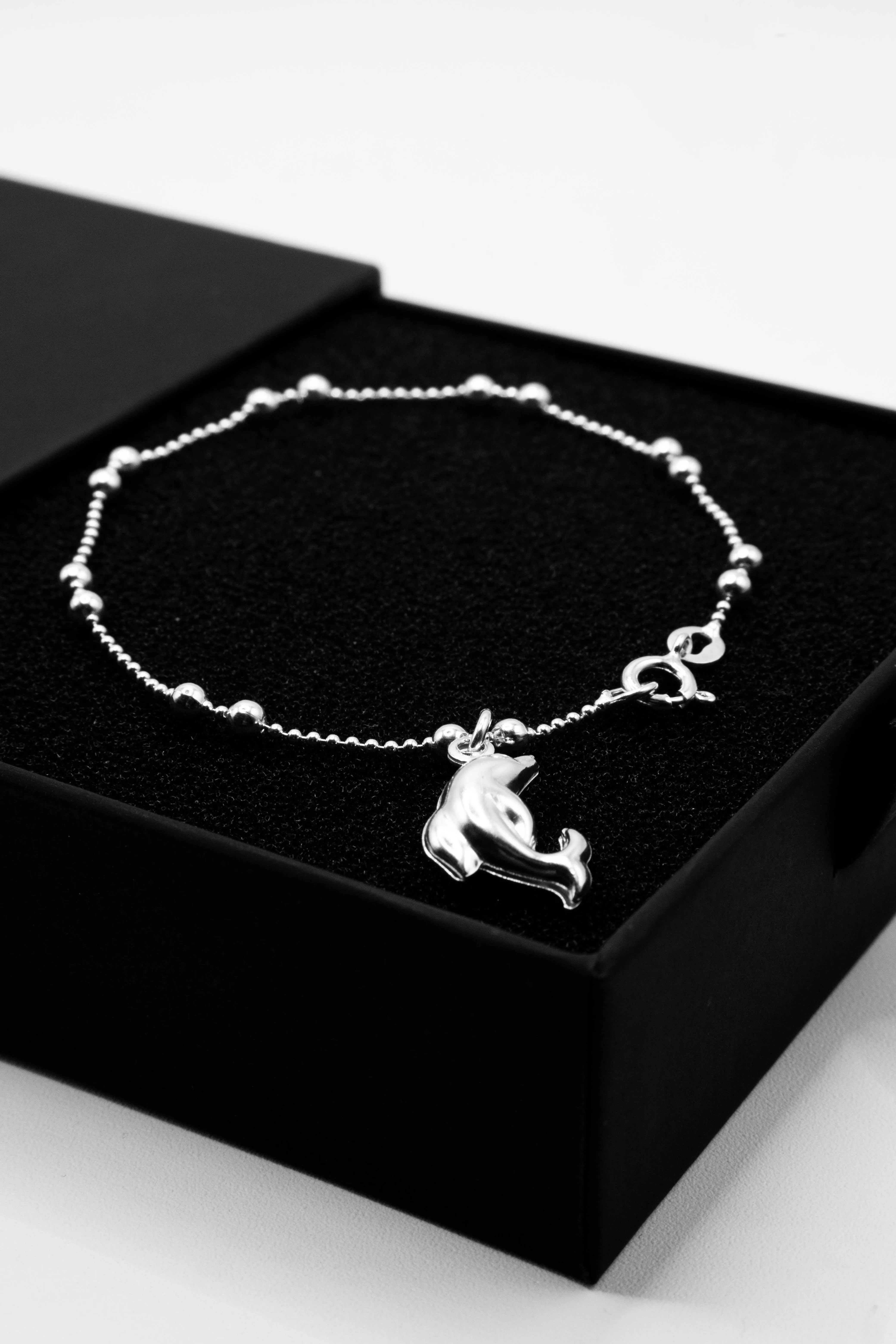 Dangling Dolphin 925 Sterling Silver Charm Bracelet