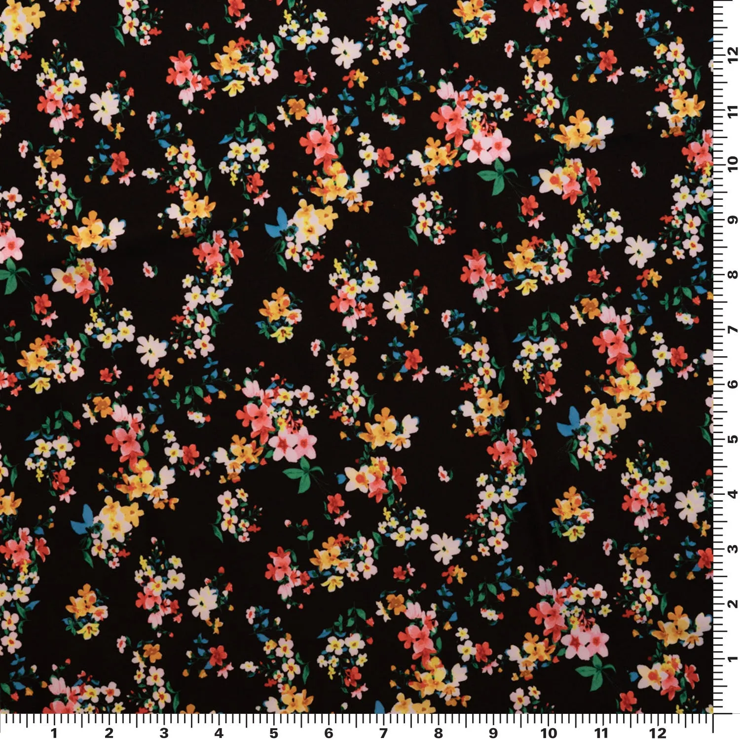 Delicate Wild Flowers Printed Spandex Fabric | Blue Moon Fabrics