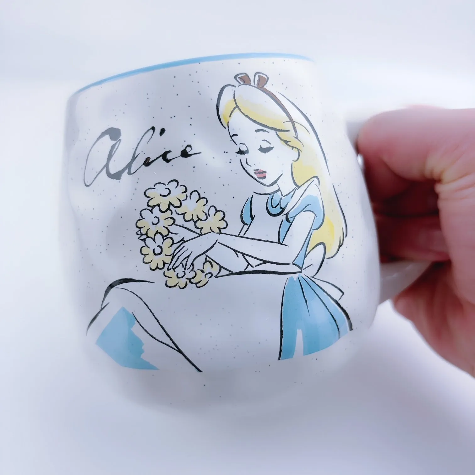 Disney Alice This Way To Wonderland Organic Ceramic Stoneware Light Blue Egg Mug 20 oz