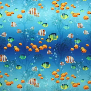 Epic Aquarium Printed Spandex Fabric | Blue Moon Fabrics