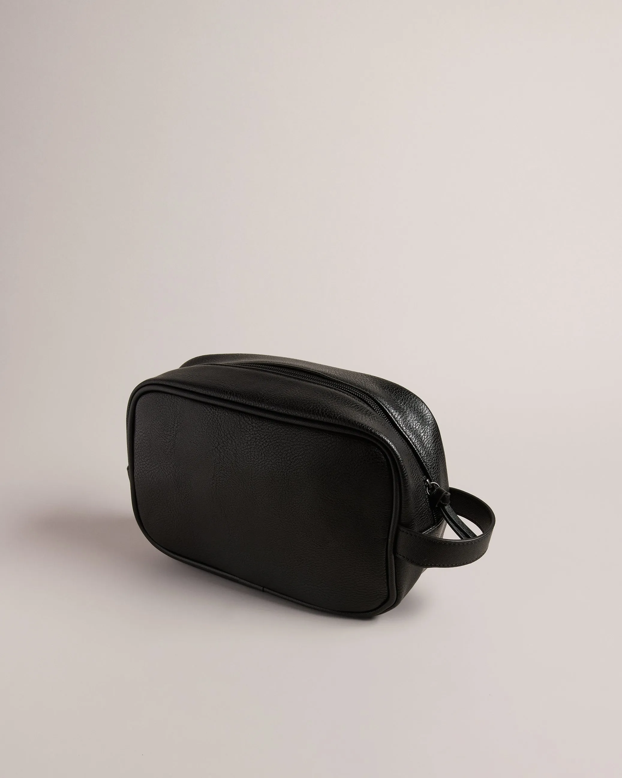 Evens Striped Faux Leather Washbag Black