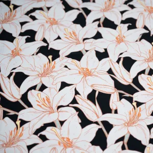 Field of White Lilies Printed Spandex Fabric | Blue Moon Fabrics