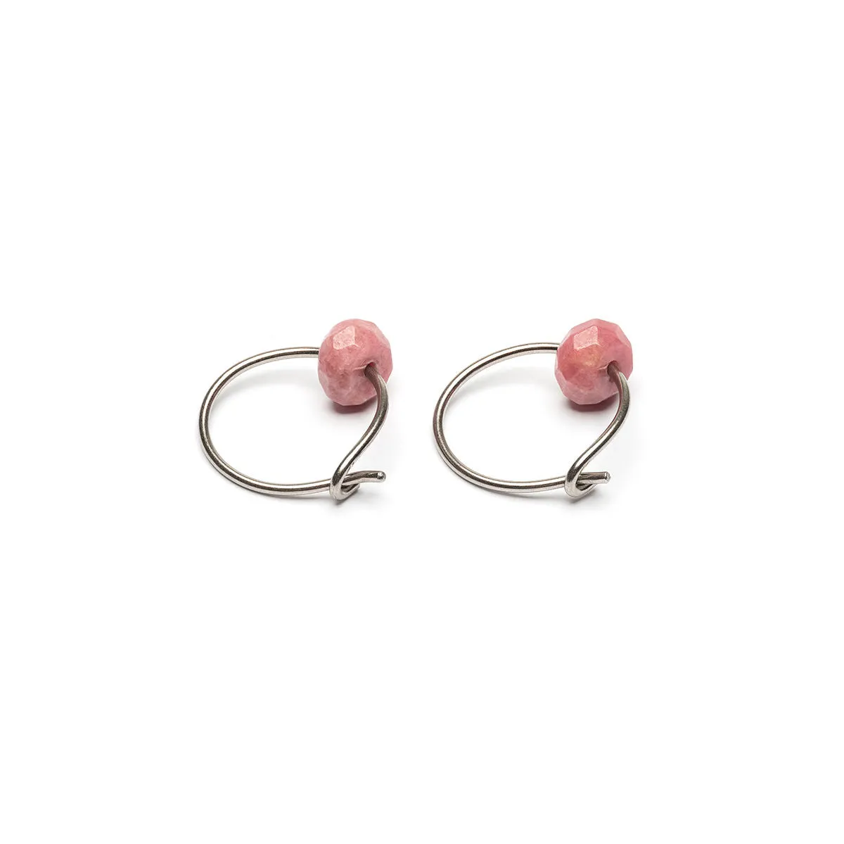 Genuine Rhodonite Niobium Hoop Earrings