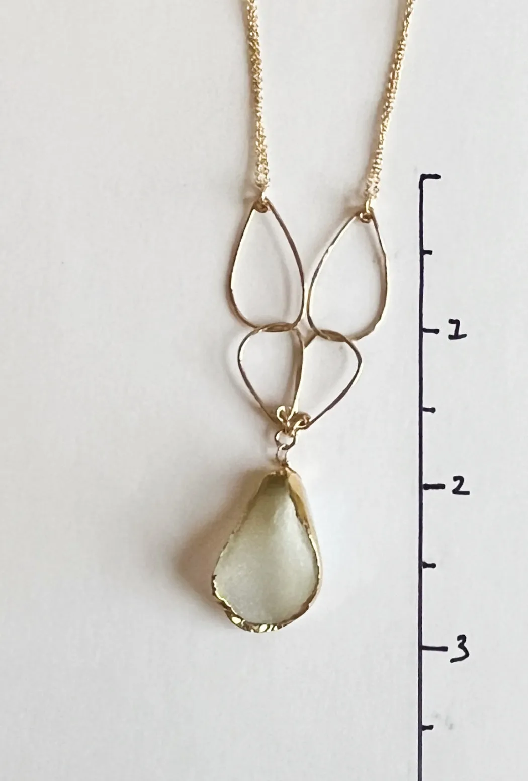 Golden Links White Druzy Necklace