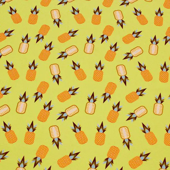 Kawaii Pineapple Party Printed Spandex | Blue Moon Fabrics