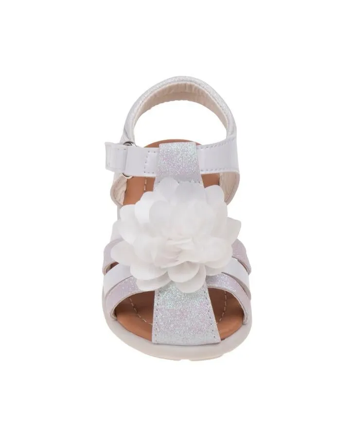 Laura Ashley White Flower Fisherman Sandals for Toddler Girls