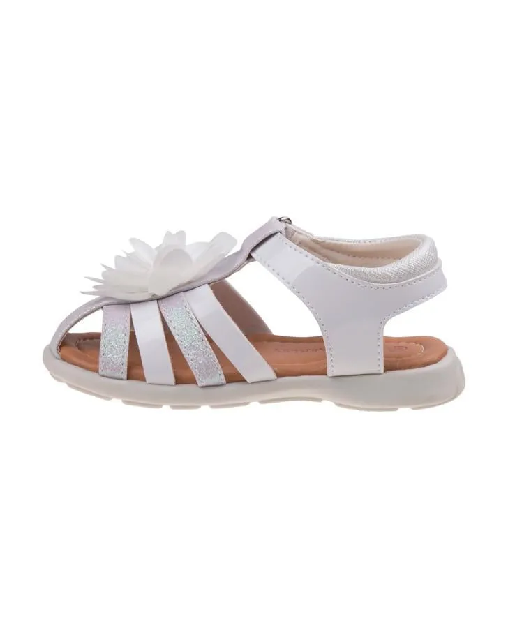 Laura Ashley White Flower Fisherman Sandals for Toddler Girls