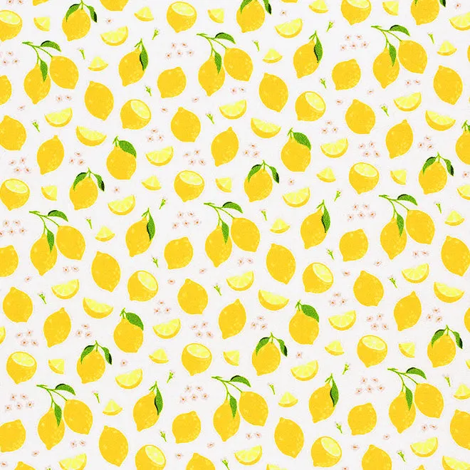 Lemony Lemons Printed Spandex Fabric | Blue Moon Fabrics