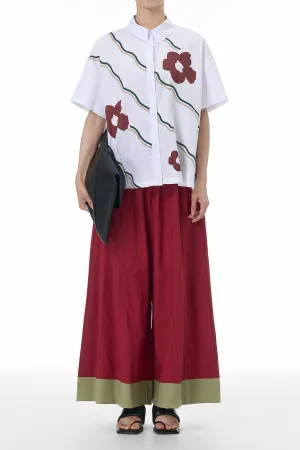 Maroon Flower Wave Fusion Coord Set