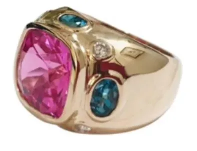 Medium 18kt White Gold GUM DROP™  Ring with Morganite and Amethyst