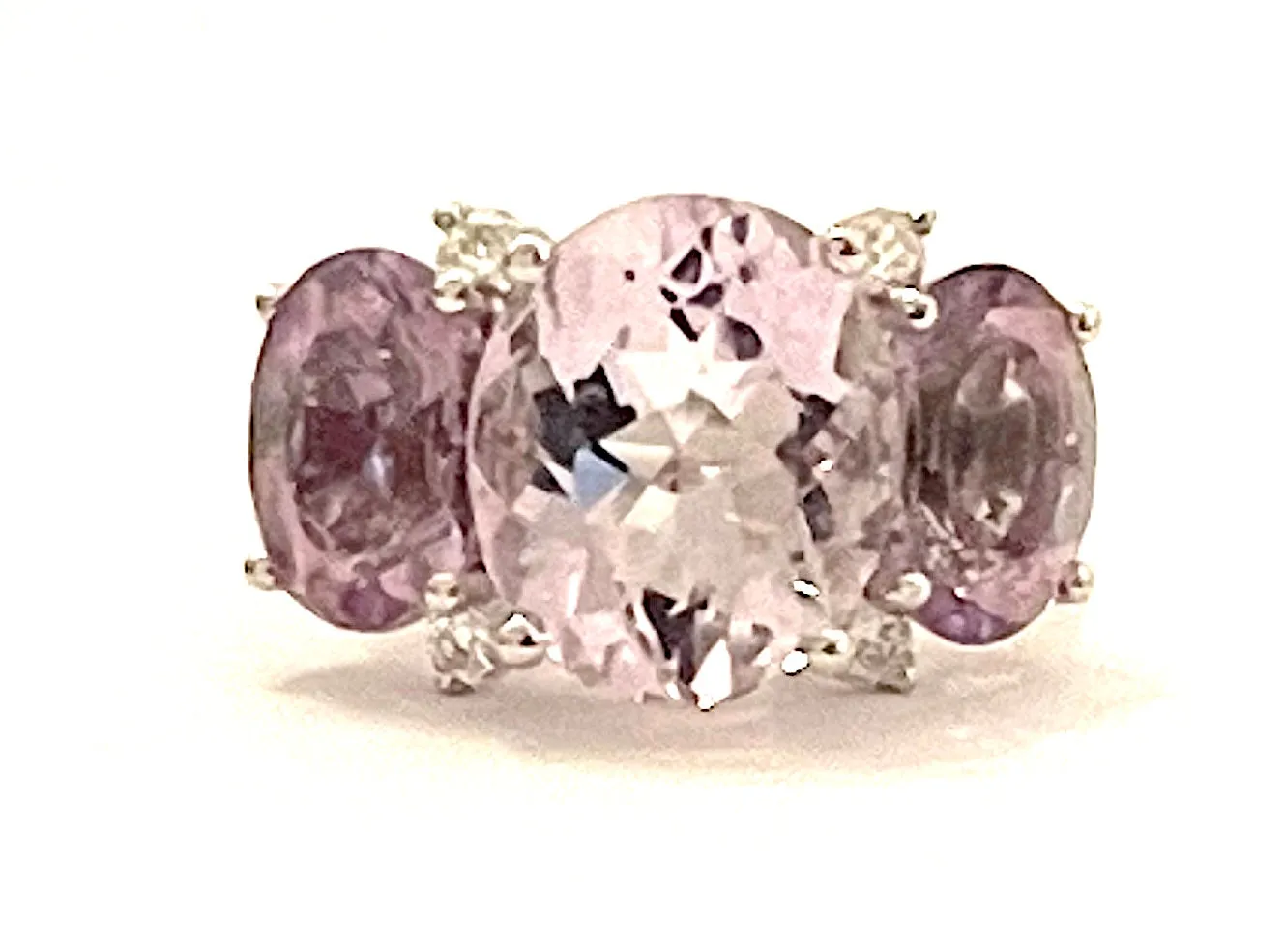 Medium 18kt White Gold GUM DROP™  Ring with Morganite and Amethyst