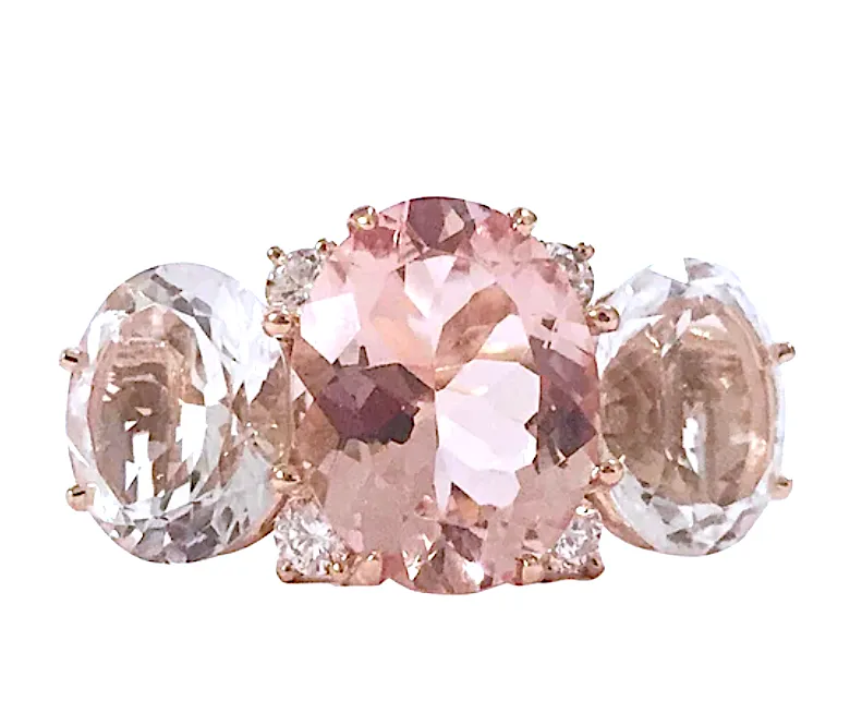 Medium 18kt White Gold GUM DROP™  Ring with Morganite and Amethyst