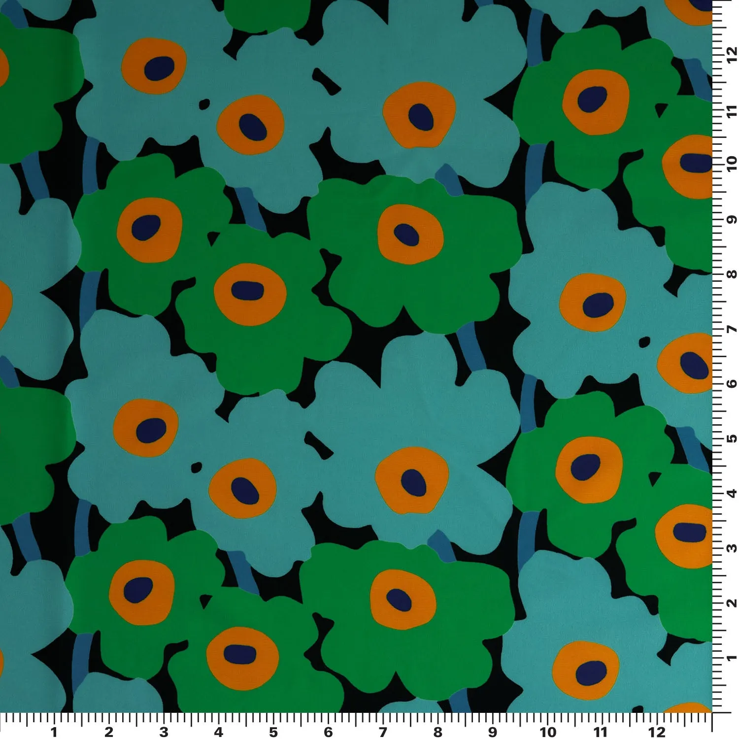 Painted Flower Power Printed Spandex Fabric | Blue Moon Fabrics