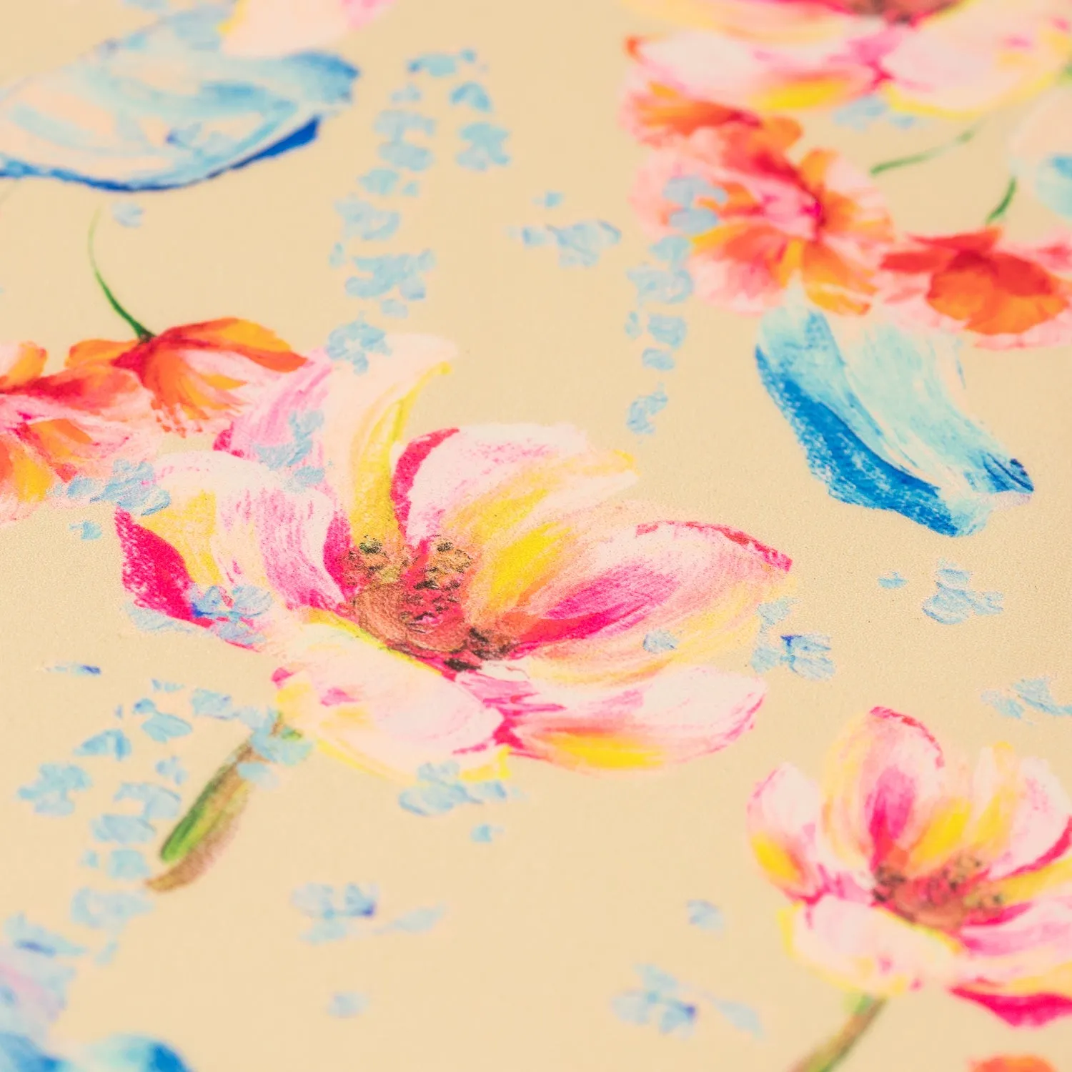 Painterly Flowers Printed Spandex Fabric | Blue Moon Fabrics