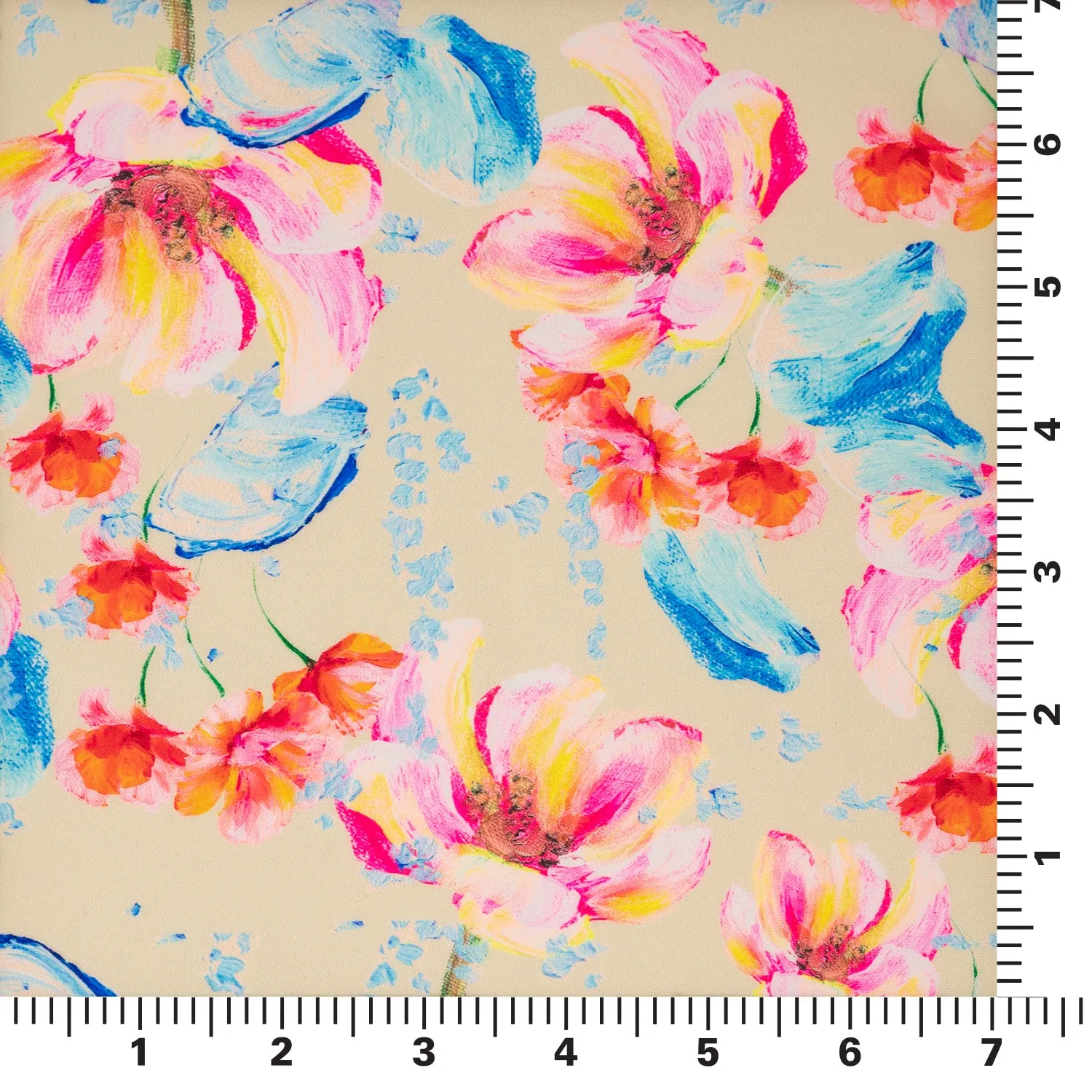 Painterly Flowers Printed Spandex Fabric | Blue Moon Fabrics