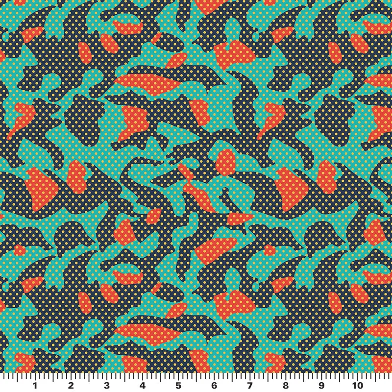 Pop Art Camouflage Printed Spandex Fabric | Blue Moon Fabrics