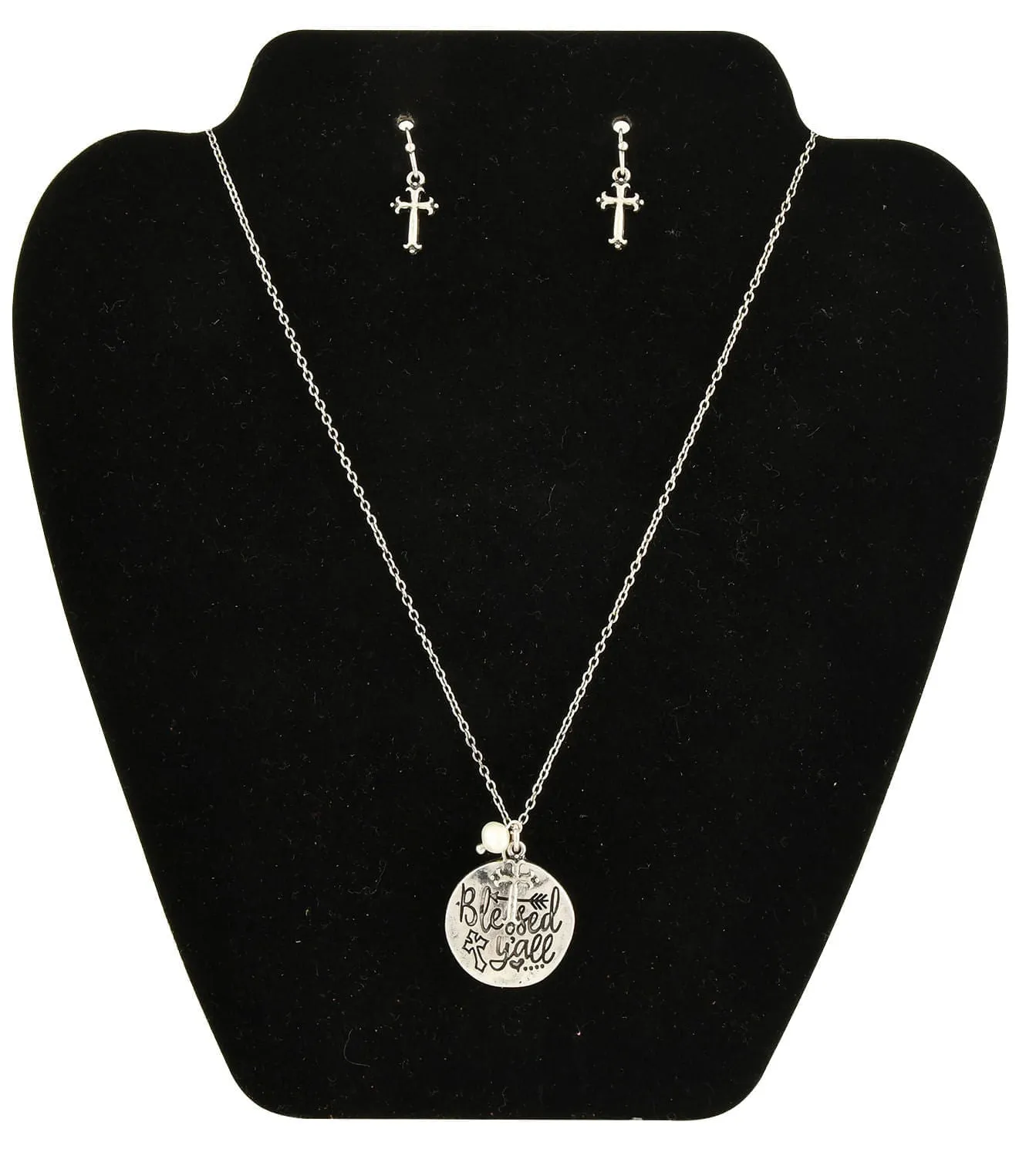 "Blessed Y'all" Necklace & Earring Set