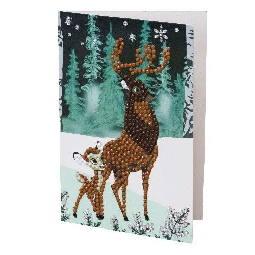 "Winter Bambi and Son" Crystal Art Card 10x15cm