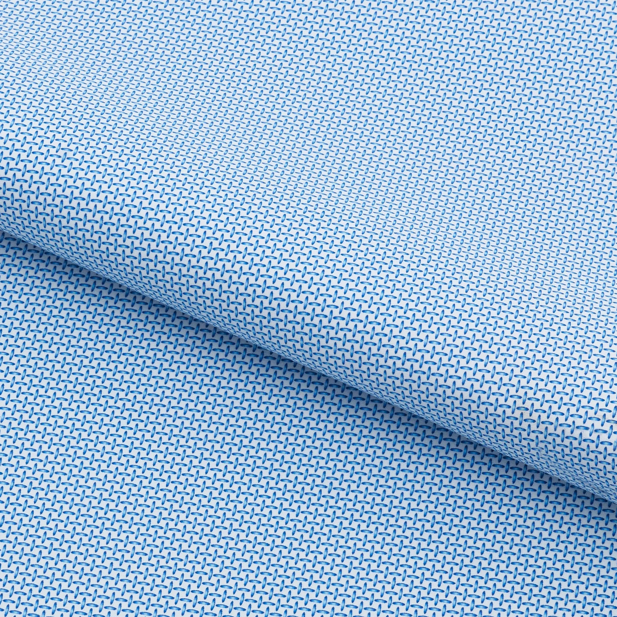 Sky Blue Cross Stitched Printed On Recycled Spandex Fabric | Blue Moon Fabrics